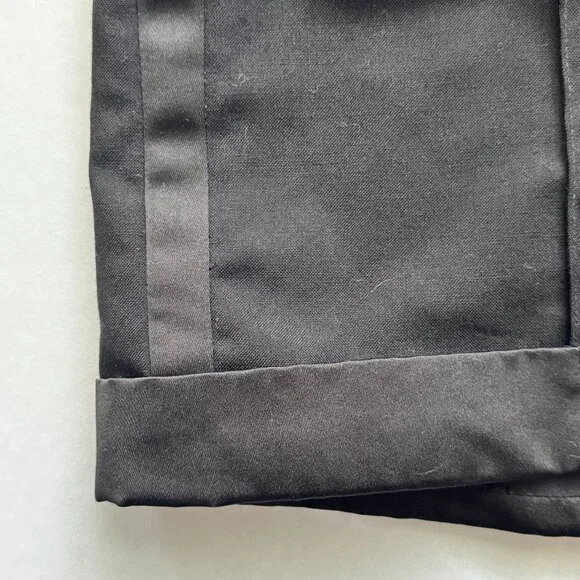 Nicole Miller Black Tuxedo Shorts Size 4 Satin Trim Tailored Dress Shorts - Picture 10 of 11